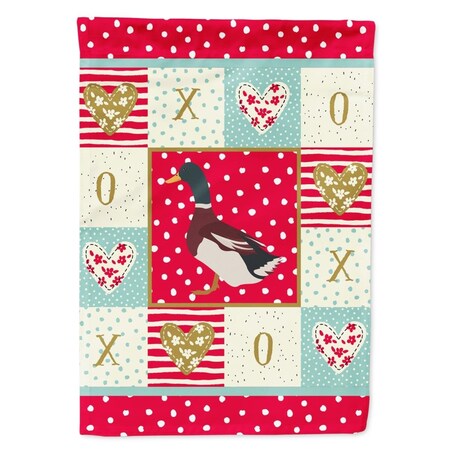 Carolines Treasures 28 x 0.01 x 40 in. Rouen Duck Love Flag Canvas House Size CK5283CHF